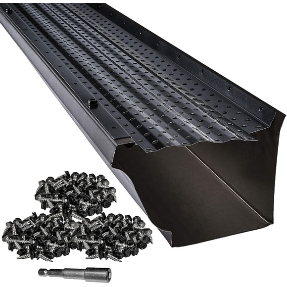 LeafTek Protection de Feuille Gutter 5 Pouces x 200 Pieds en Noir / Bricolage Premium pour Entrepreneur Grade 35 Ans / Paquets de 32 Pieds, 100 Pieds, 200 Pieds / 5 Ou 6 Pouces / Fabriqué aux États-Unis