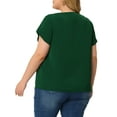 thumbnail image 3 of MODA NOVA Juniors Plus Size Work Pleated Round Neck Tulip Sleeves Blouse, 3 of 5