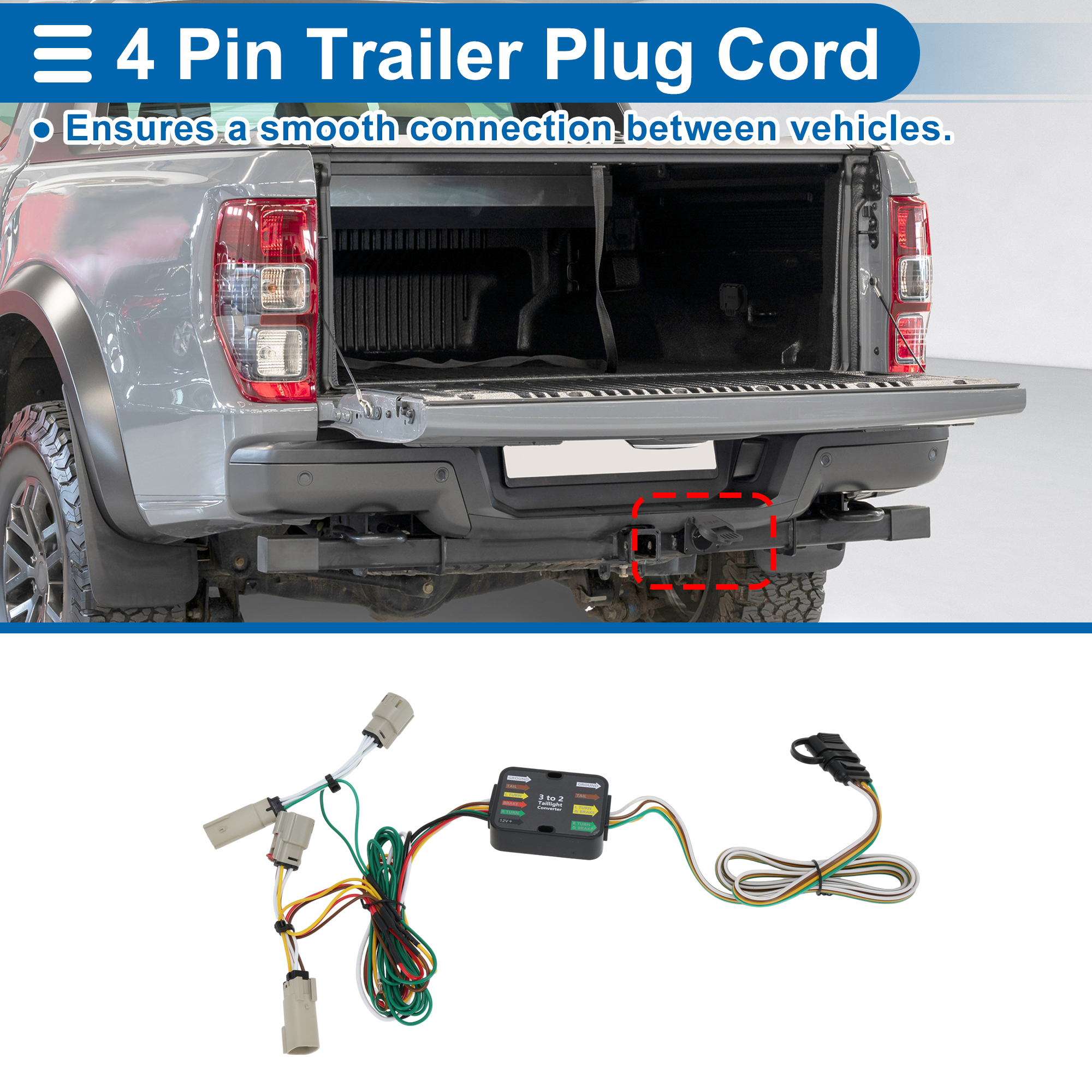 Unique Bargains 4 Pin Trailer Wiring Harness No.56436 for Ford Edge SE 2019-2024