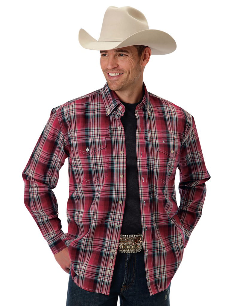 Roper Western Shirt Mens Plaid Pleats L/S Red 03-001-0378-6050 RE ...
