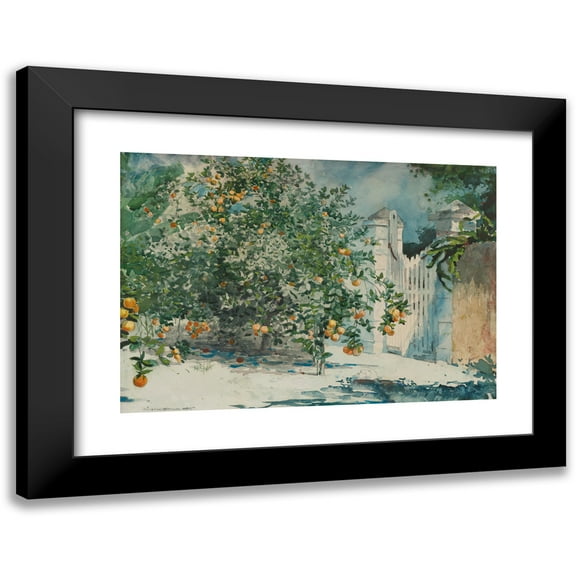 Winslow Homer 14x11 Black Modern Framed Museum Art Print Titled - Orange Trees and Gate (1885)