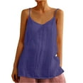 thumbnail image 2 of Tittly Spring Tops for Women Tank Top for Women Cotton Linen Camisole Tops For Women Spaghetti Strap Loose Fit Tank Top Summer 2025 Casual Sleeveless Shirts Sleeveless Top Vest for Women Blue XL, 2 of 7