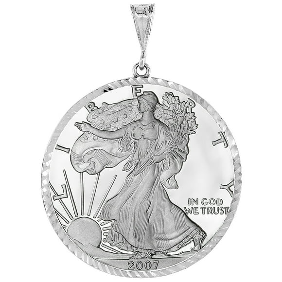 Sterling Silver Silver Eagle Bezel 41 mm Coins Prong Back Diamond Cut 1 oz Coin NOT Included