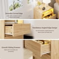 thumbnail image 6 of 24" Wide Night Stand Set of 2 with Charging Station & LED Light, 2 Handleless Drawers Nightstand with Open Shelf, End Table for Bedroom, Curved Profile, Walnut, 6 of 9