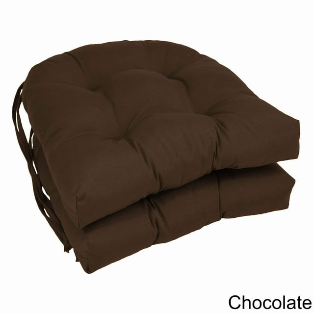 Blazing Needles  16-inch U-shaped Dining Chair Cushions (Set of 2) - 16" x 16" Chocolate