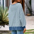 thumbnail image 5 of Cozyvia Women's Fall Oversized Sweatshirt Casual Waffle Knit Long Sleeve Crewneck Split Pullover Striped Tunic Tops - Blue XXL, 5 of 6