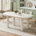 thumbnail image 5 of Tribesigns Oval Dining Table for 6 People, 63-Inch Modern Cream White Kitchen Table, Wood Dinner Table with Cylindrical Legs for Kitchen Dining Room, 5 of 16