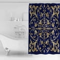 thumbnail image 2 of Baroque Floral Shower Curtain, 36" x 72", Abstract Floral Retro Rustic Navy Blue Waterproof Bathroom Curtain Washable Shower Curtain Set with 12 Hooks, 2 of 6