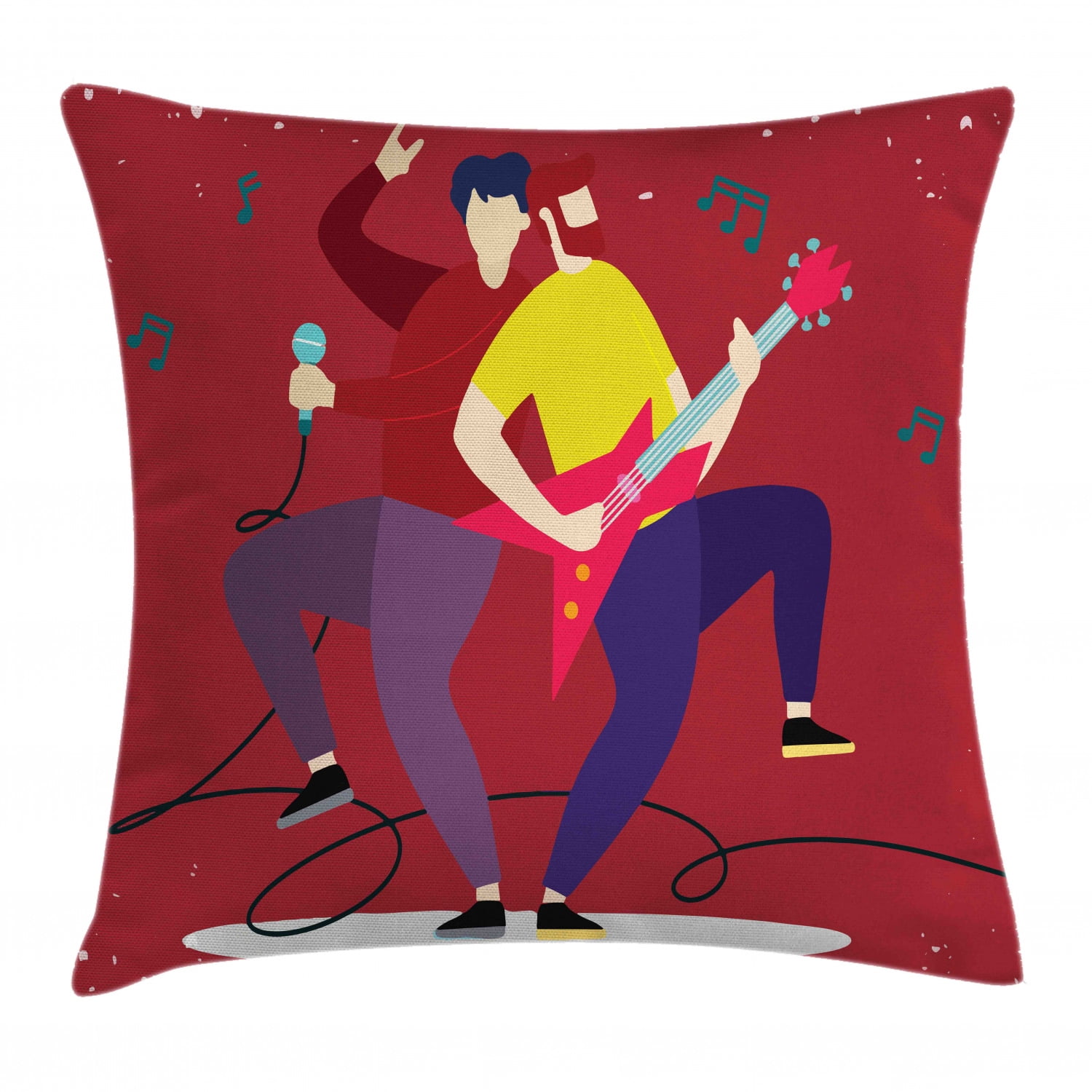 Rock and Roll Throw Pillow Cushion Cover, Entertaining Silhouettes of