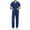 Navy_004, variant on Domuza Men Scrub Set Regular Fit Short Sleeve V-Neck Solid Color Top & Straight Leg Pants Stretch Comfort Soft Working Uniform with Pockets Black L