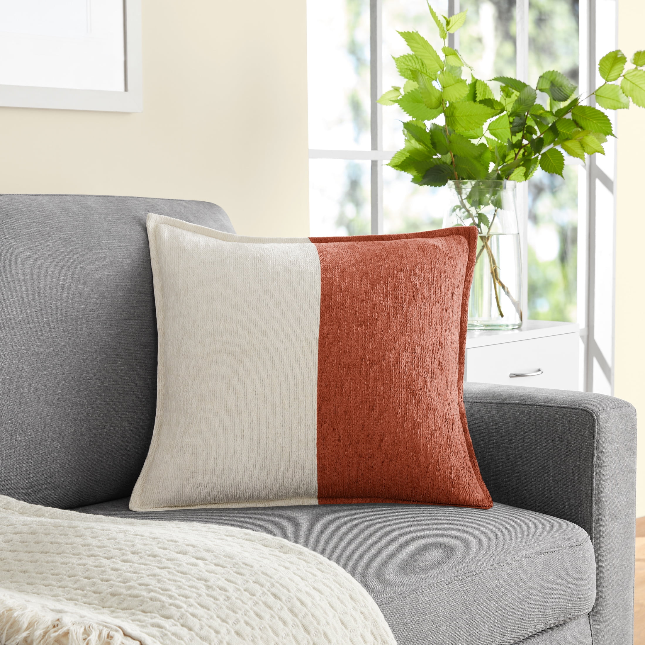 (2 pack) Mainstays 18" x 18" Two-Toned Red Canyon Polyester Cotton Square Decorative Throw Pillow