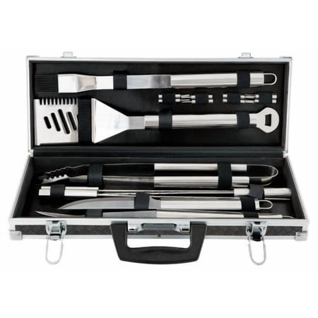 Mr. Bar-B-Q 18-Piece BBQ Tool Set, Black Aluminum Tire-Track Case