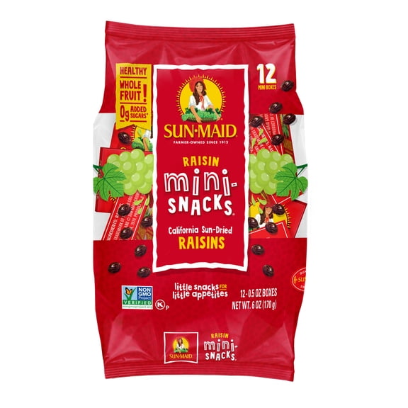 (3 Pack) Sun-Maid California Raisins Mini-Snacks, 6 Oz, 12 CT