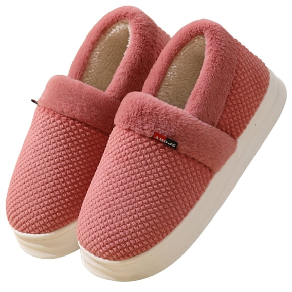 Puntoco Women's Two-Tone Slippers Soft Comfy Knit Memory Foam Non-slip Indoor House Shoes Pink 40-41