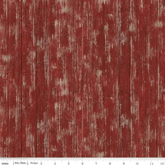 Covered Bridges in Spring Barn Wood Burgundy Cotton Fabric (1 Yard)