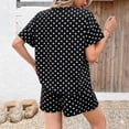 thumbnail image 3 of Women's Lounge Set Short Sleeve Top and Shorts Two Piece Outfit Casual Pajama Set Striped Loungewear Matching Summer Set for Women, Black, L, 3 of 3