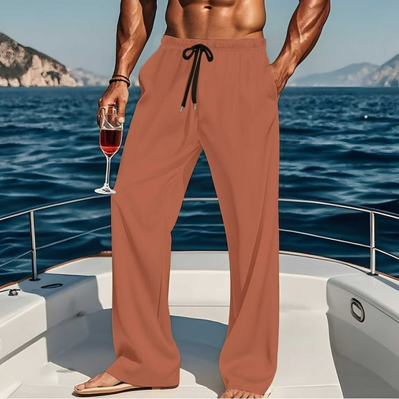 Pajama Pants for Men with Pockets and Drawstring Elastic Waist Loungewear Trousers Mens Casual Solid Color Wide Leg Soft Homewear Pajamas Pant