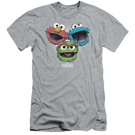 Sesame Street TV Show Cartoon Elmo Cookie Monster Oscar Adult Slim T-Shirt Tee