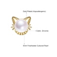 thumbnail image 5 of Gold-Plated 925 Sterling Silver Pearl Earrings Cute Cat Stud Earrings for Women, 5 of 7