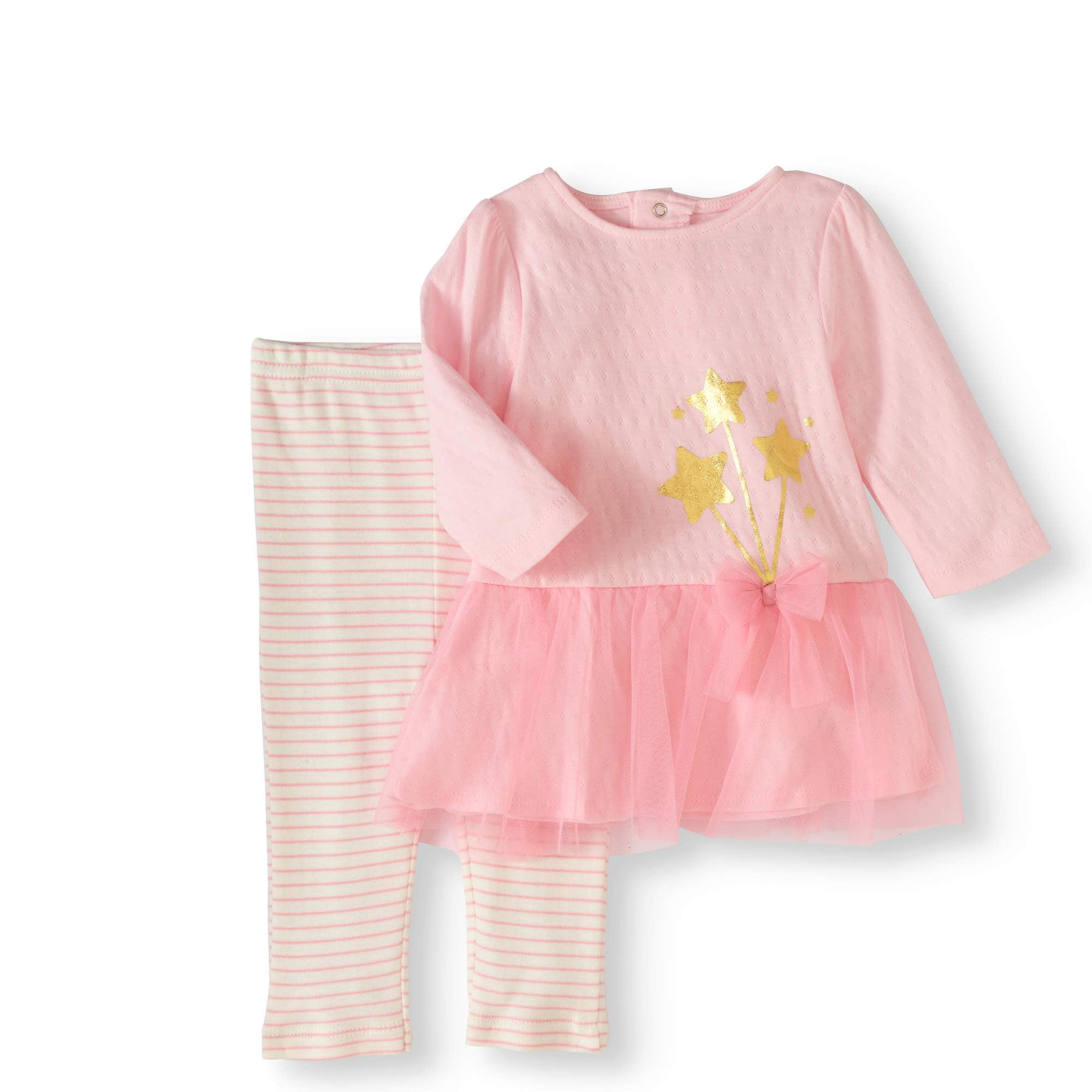Rene Rofe Baby Little Newborn Girls Dress with Legging Set