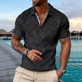 thumbnail image 2 of Bibifish Mens Polo Shirts Short Sleeve Quarter Zip Geometric Line Pattern Casual Shirts Classic Fit Tops, 2 of 4