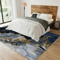 thumbnail image 2 of Navy Blue Marble Area Rug, Luxury Blue Gold Agate Texture Indoor Carpet, Home Decor Aesthetics Throw Rugs For Living Room Bedroom Dining Room Classroom Office, 2 of 7