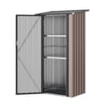 thumbnail image 2 of BaPiPro 3x3 ft Small Outdoor Storage Shed with Floor & 2 Metal Shelves, Metal Tool Shed with Lockable Door for Garden Storage, Storage Cabinet Brown, 2 of 10