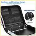 thumbnail image 4 of Zipper Binder with Shoulder Strap 2 inch 3 Ring Waterproof File Folder Organizer Bag 500 Sheet Pink and Blue Butterflies, 4 of 8