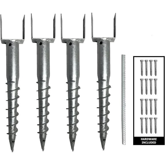 Ashman Ground Screw (4 Pack), No Dig, U-Model Screw in Post Stake - 27" Inch Long, Fits Standard 4x4 (3.5" X 3.5" Inch) Great for Mailbox Posts.