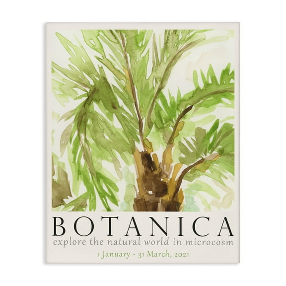 Stupell Industries Botanica Poster Palm Tree Plants & Flowers Painting Wrapped Canvas Art Print Wall Art, 16 x 20