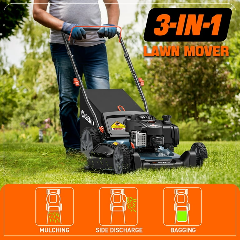 SENIX 21-Inch Lawnmower, 140cc Briggs & Stratton Engine, 3