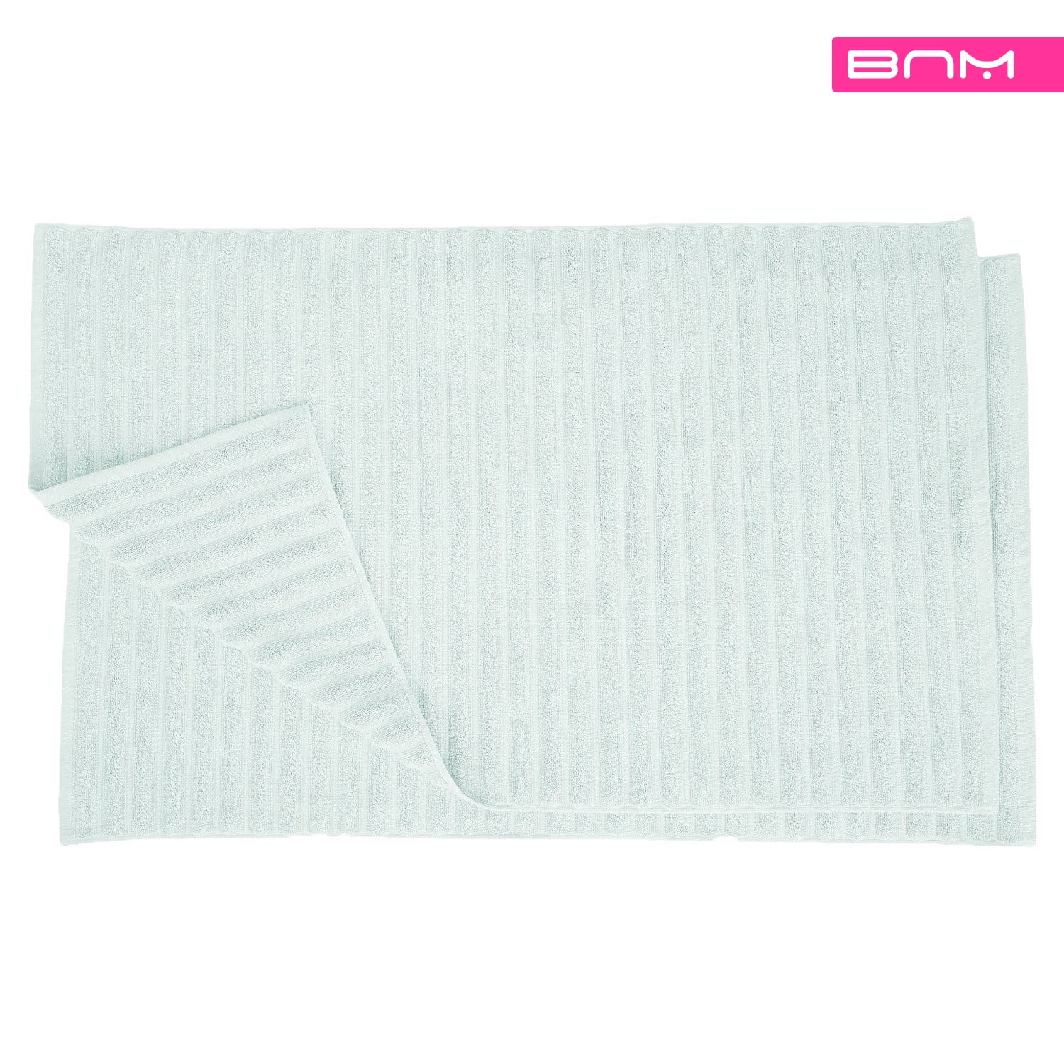 Lined 100 Combed Cotton Bath Mats Set for Bathroom 2 Piece, Aquamarine