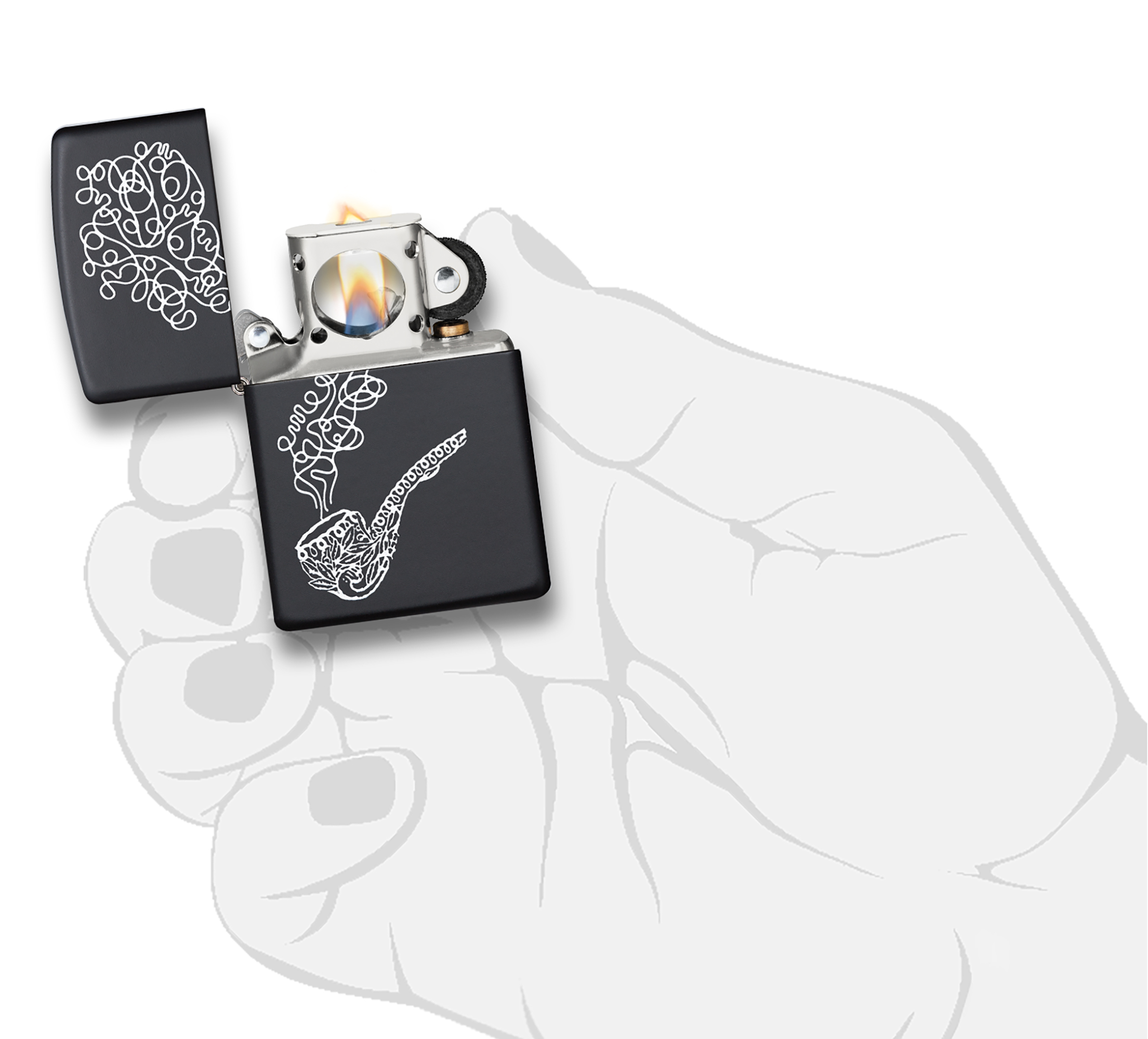 Zippo Black Matte Pipe with Smoke Windproof Pocket Lighter