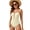 Beige, variant on Women's One Piece Swimsuit Tummy Control Ruched Bathing Suit Bohemian Backless Full Coverage Slimming Swimwear Khaki