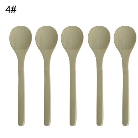 

5Pcs Wooden Handmade Long Handle Eating Cooking Soup Spoons Kitchen Utensil