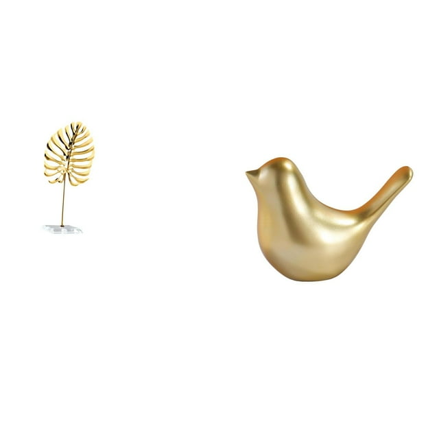Escultura Abstracta De Pájaro Con Hojas Doradas, Figura De Animal Moderna, Adorno Decorativo Para El Hogar, Estantería, Oficina, Sala De Estar, Inauguración De La Casa.