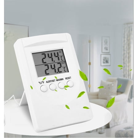 Digital thermometer indoor/outdoor temperature gauge with alarm