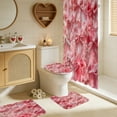 thumbnail image 6 of Valentine's Day Shower Curtain and Mat Set, Pink Bow and Flower Print Romantic Bathroom Decor - Bath Mat+U-Shaped+Toilet Mat+Shower Curtain, 6 of 6