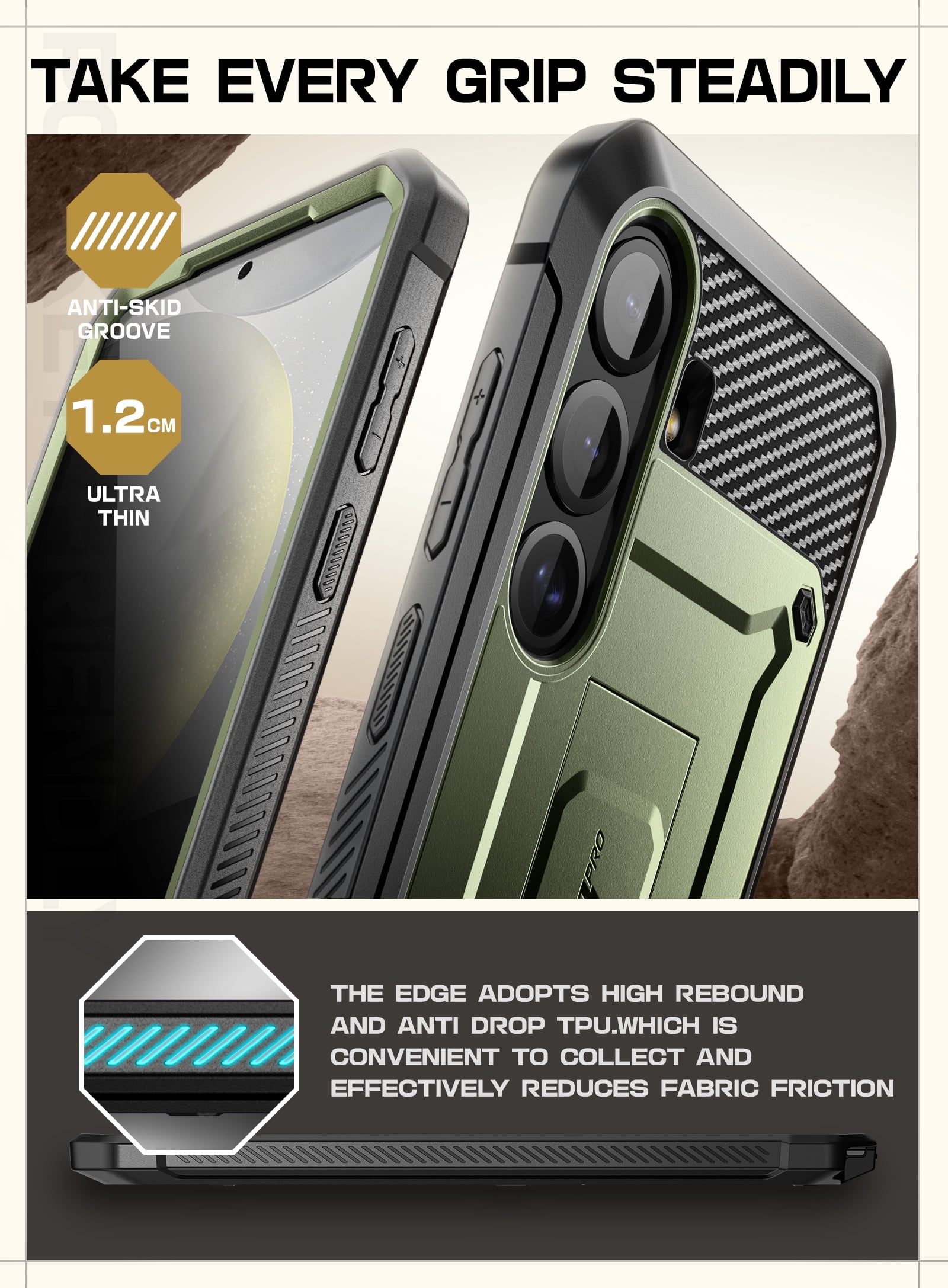 SUPCASE for Samsung Galaxy S25 Case with Stand, [Unicorn Beetle Pro] [2 Front Frames] [Built-in Screen Protector & Belt-Clip] Military-Grade Protection Phone Case Cover for Galaxy S25, Guldan