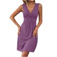 thumbnail image 2 of Prix Spécial, Robe d'Été Sexy Plissée à la Taille Col en V Sans Manches pour Femmes, Robe Élégante Col en V Sans Manches avec Taille Plissée Torsadée, Parfaite pour Occasions d'Été Sexy Look Chic, 2 of 9