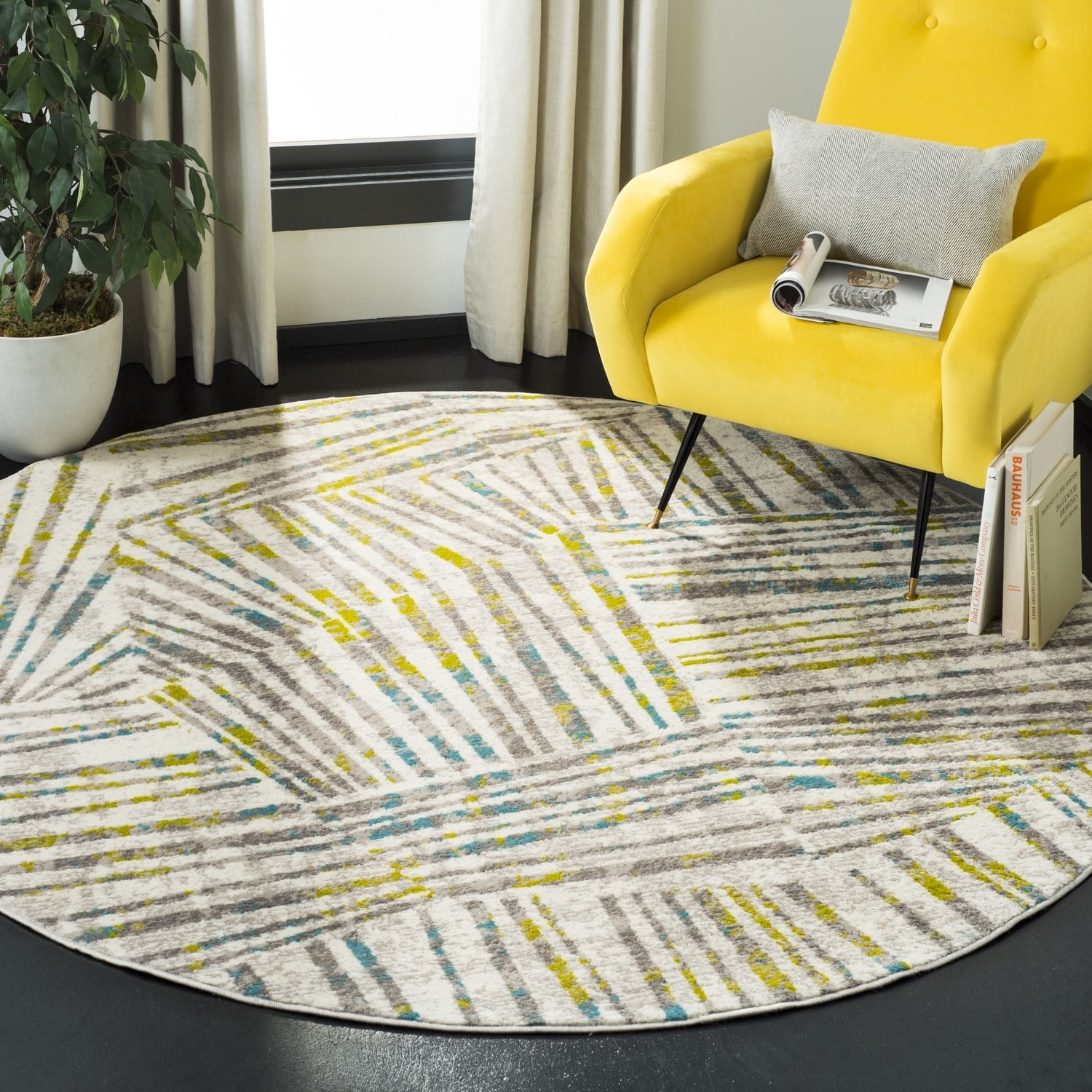 SAFAVIEH Skyler Carlene Geometric Area Rug, Grey/Green, 4' x 6'