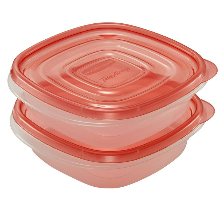 Rubbermaid TakeAlongs Square Food Storage Containers, 2.9 Cup, Tint Chili,  2