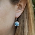 thumbnail image 3 of Winter Wreath Flowers Blue Novelty Dangling Drop Charm Earrings, 3 of 4