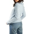 thumbnail image 4 of Jess by Meiko Women's Sweater Long Sleeves Button Ruffle Collar Cable Knit Cardigan XS Light Blue, 4 of 7