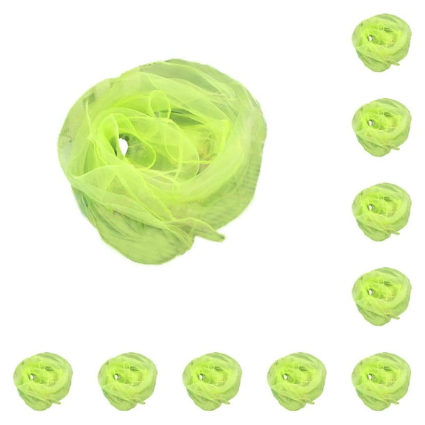 Minnieouse Bufanda cuadrada Pañuelo de gasa Baile Accesorios sedosos Ropa informal para niños de jardín de infantes para representaciones teatrales Verde verde brillante 60*60cm 10piezas Minnieouse CBP321105