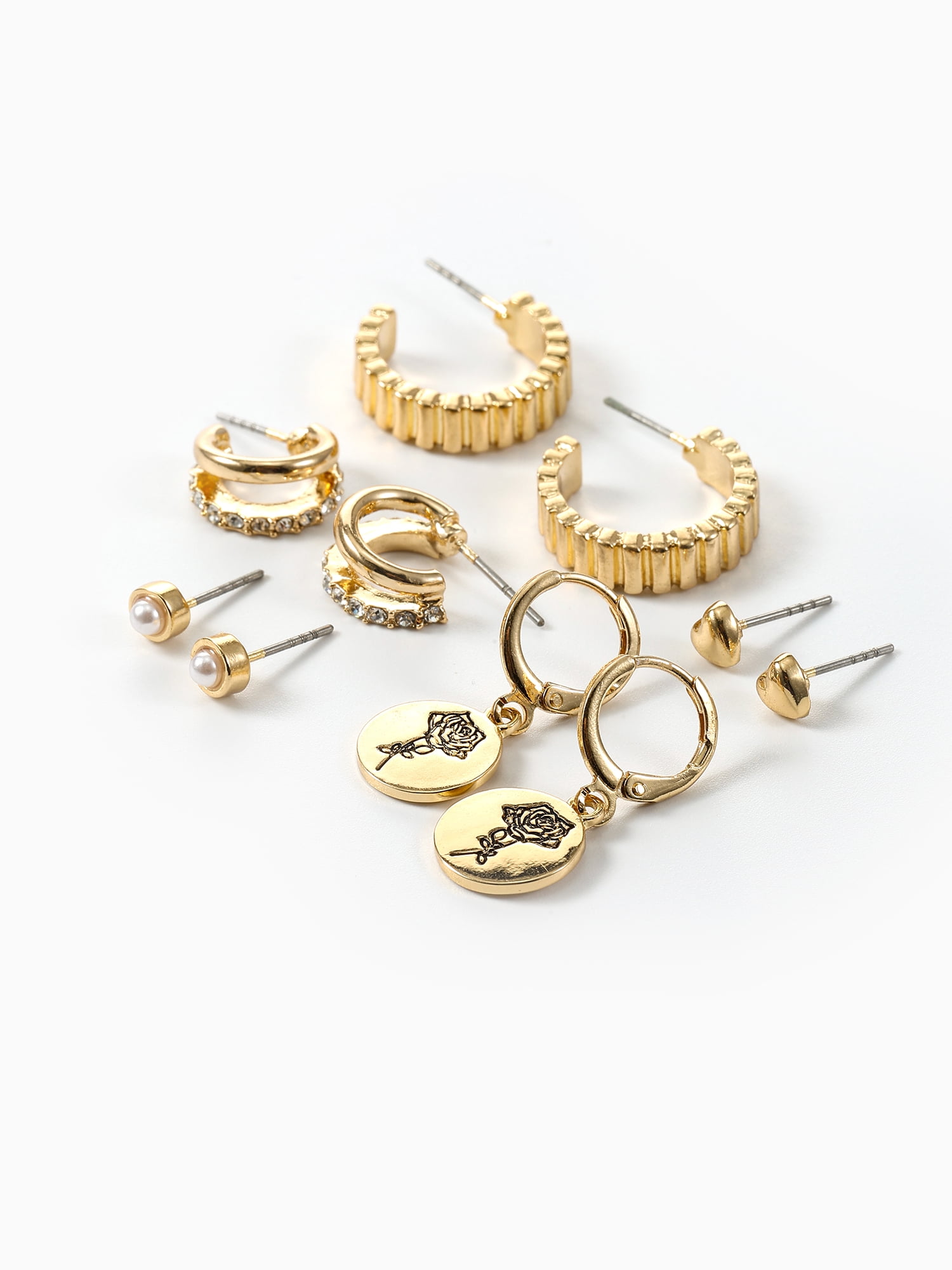 Time and Tru June RoseEarring Pack Goldtone