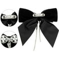 thumbnail image 3 of DARING DIVA Women's Velvet Faux Pearl Rhinestone Bow Tie Black, 3 of 5