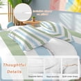 thumbnail image 3 of Sage Green Blue Striped Duvet Cover Set, Farmhouse Sage Green Stripes Soft Duvet Cover Full Size Bedding Set 4 Pieces, 1 Quiltcover and 2 Pillowcases with Zipper, 1 Bed Sheet for All Seasons, 3 of 9