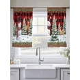 thumbnail image 5 of Christmas Sheer Curtains 45 inches Long, Snowman Elk Pine Tree Leaf Ball Wooden Red Plaid Light Filtering Sheer Window Curtains Rod Pocket Voile Drapes for Bedroom Living Room, 2 Panels 52"W x 45"L, 5 of 6