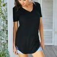 thumbnail image 4 of Women's Jersey Relaxed-Fit Short-Sleeve V-Neck Longline T-Shirt, 4 of 5